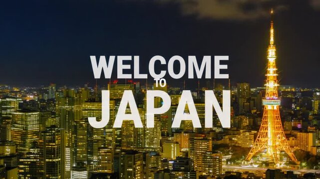 Text of "Welcome to Japan". Holidays in Japan.