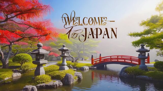 Text of "Welcome to Japan". Holidays in Japan.