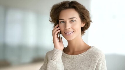 woman volunteer offering peer support call to patient soft tone bright room supportive mental health network three quarter wide angle cinematic color correction gentle backlight