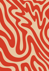 Retro red wavy abstract pattern background