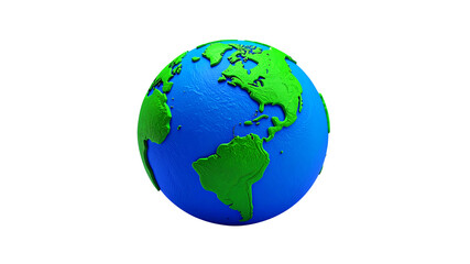 Fototapeta premium Abstract 3D illustration of the blue and green Earth globe showing the continents of Europe and America for a global business concept