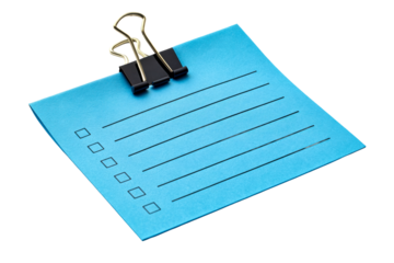 Blue Checklist Paper Held by Clip