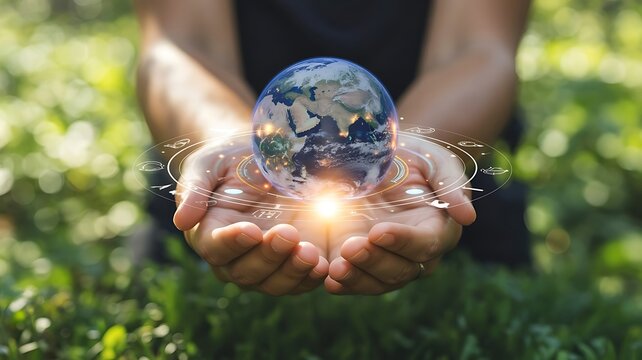 Protecting the Earth a concept of sustainability and global technology connection