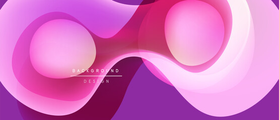 Abstract flowing shapes, pinks, purples create dynamic background. Smooth gradients suggest movement, modern design aesthetic.