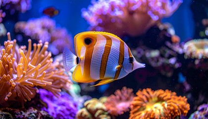 Tropical Fish Among Vibrant Coral Symbolizing Marine Biodiversity and Editorial Styling for Ocean Conservation