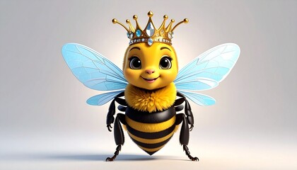 Crowned Bee with Blue Gemstones Symbolizing Whimsical Royalty and Editorial Styling for Nature and Fantasy