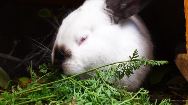 Rabbit enjoys fresh carrot treat in cozy burrow