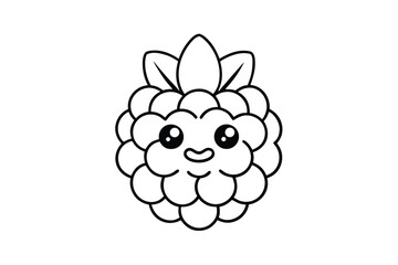Cute raspberry with a smiling face for coloring