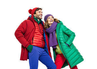 Happy couple in winter outfits