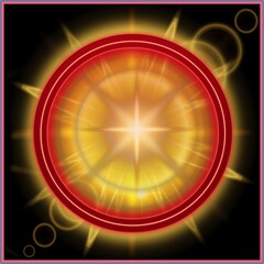 Intense Radiant Starburst Core with Red Neon Circle Frame - 1