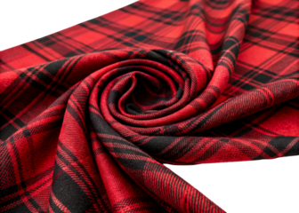 Folded red black plaid flannel tartan textile texture