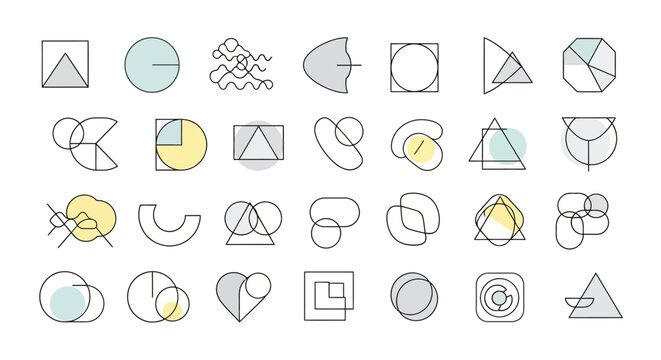 Aesthetic geometric symbols graphic resources collection with a minimalist style for modern design