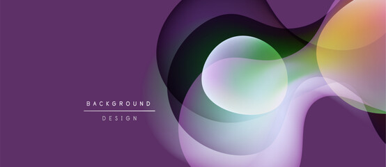 Abstract purple background features flowing shapes, gradients. Modern design elements create dynamic visual texture. Text reads background design.