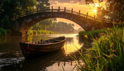 sunset over the river