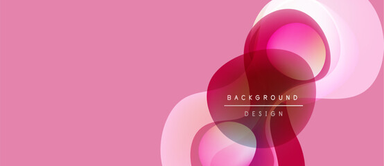 Abstract pink design features flowing shapes, gradients. Text reads background design. Modern aesthetic, simple composition.