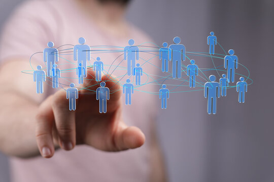 Concept of social network and global connections, representing teamwork and communication, digital marketing and collaboration