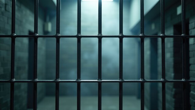 Prison interior with a ray of light coming from outside, suitable for scenes about hope and freedom