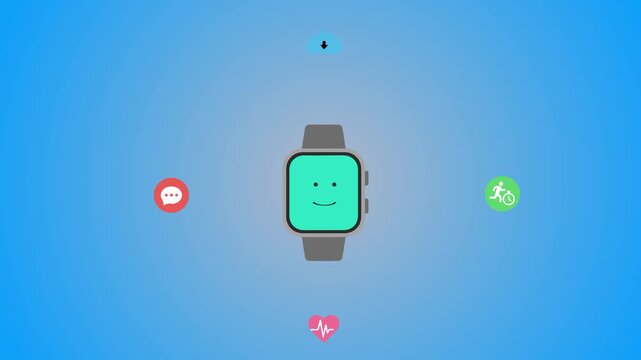  Smartwatch with Supporting Elements Illustration