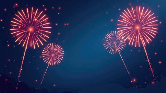 A group of colorful fireworks exploding in the dark night sky