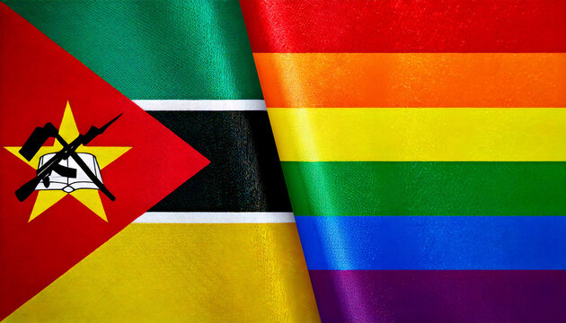 レインボーフラッグとモザンビークの国旗(Pride Flag & Mozambique flag.)
