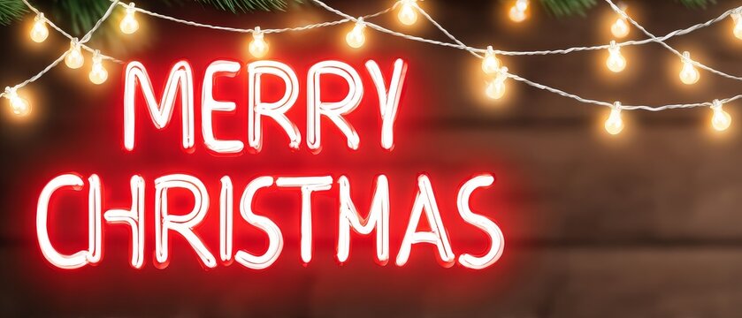 Merry christmas banner holiday sale promotion festive background with glowing typography and snow decoration