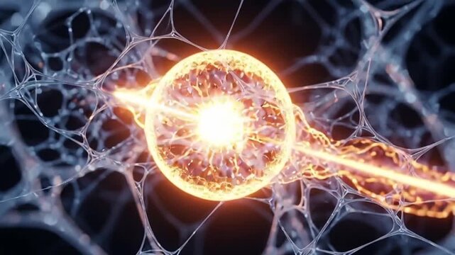 Dynamic neural network firing with bright glowing connections for cutting edge technology and innovation in medicine, science, and artificial intelligence research