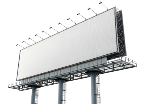 Large blank billboard with lighting structure and supports