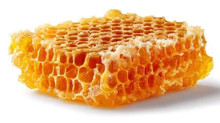 A honeycomb with hexagonal cells isolated on white background