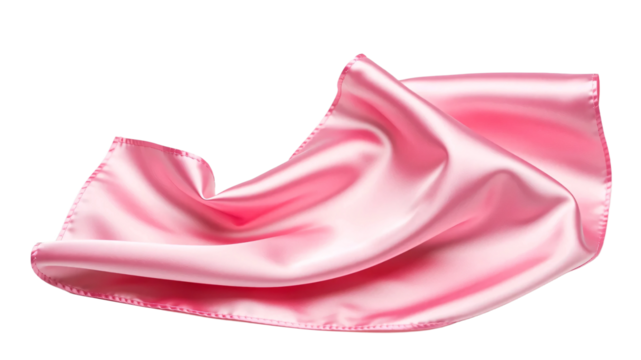 Pink silk cloth flying isolated on transparent background