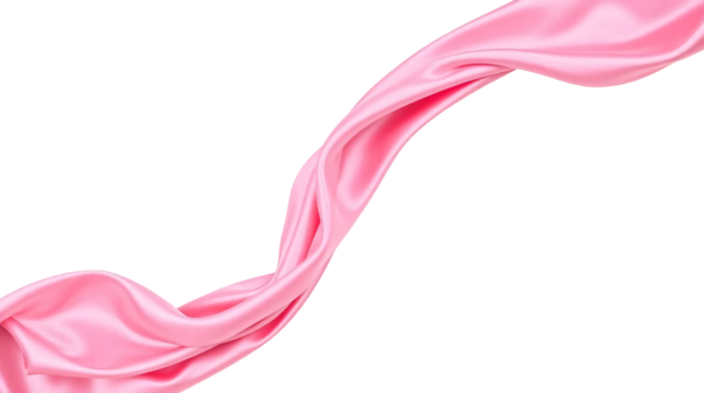 Pink silk cloth flying isolated on transparent background