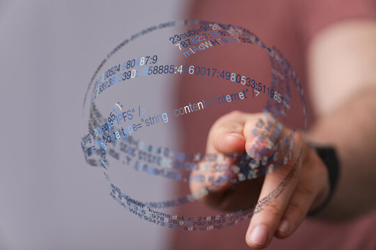 Concept of big data, information technology, futuristic design, online connection, and user interface. Digital communication and mode