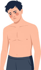 Fototapeta premium Create a kinds of deferent Simple vector illustration of a young man in poor health vector art with white background.