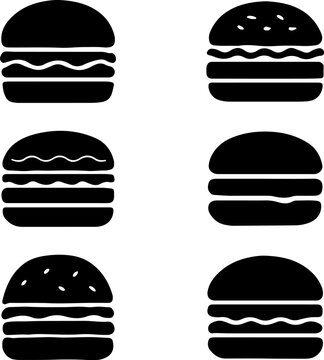Delicious burger vector, hamburger creative art, burger silhouettes, delicious burger vector design isolated