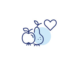 Apple, pear and heart. Healthy groceries for cooking. Customer favorite. Pixel perfect, editable stroke vector icon