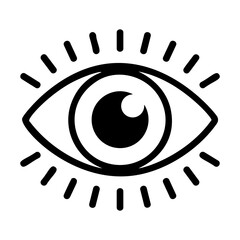 Eye icon with radiating lines symbolizing vision, awareness, and insight, ideal for design, security, and health themes