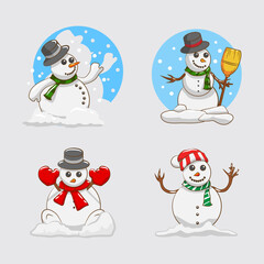Cute Cartoon Snowmen Collection for Winter Holidays