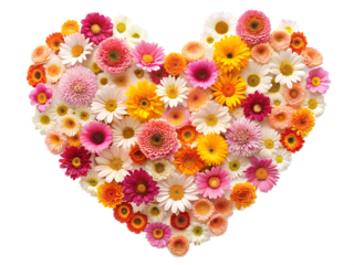 heart from flowers isolated on white background ,PNG. AI Generated