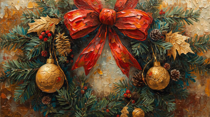  large Christmas tree with golden ornaments and shiny baubles