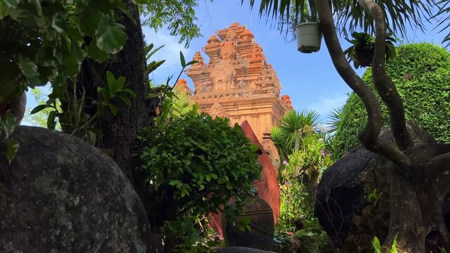 Nha Trang, Vietnam - September 17, 2025: View of the Po Nagar Cham Tower Complex, dedicated to Hindu and Buddhist deities. Close-up of the ancient temple towers. Legacy of the Champa civilization.