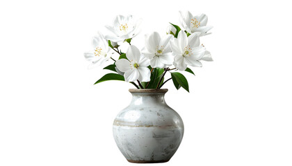 Decorative Vase with White Blossoms PNG