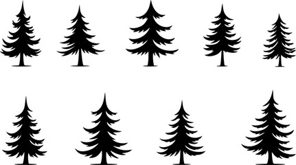 Naklejka premium Pine Tree Silhouette Bundle Collection