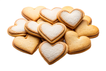  heart shaped cookies on white background ,PNG. AI Generated
