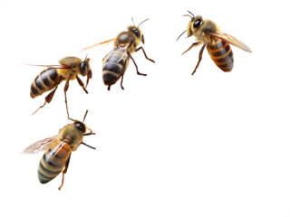 honeycomb and bees isolated on white background ,PNG. AI Generated