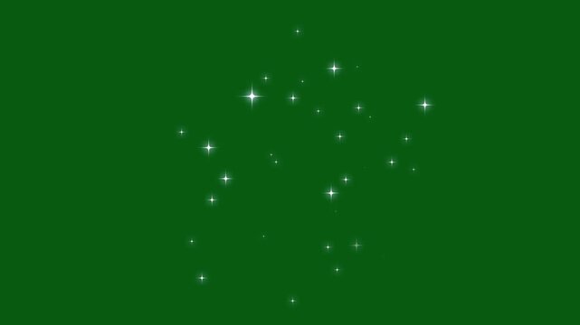 Twinkle sparkling stars animation. twinkling cartoon stars and glitter FX, shimmering light, vector, doodles style stars blinking effects on green screen, explosion sparkling starbursts. 4K video