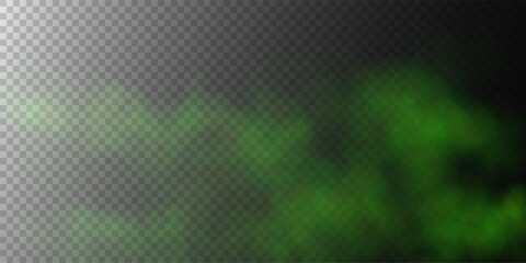 Fototapeta premium Abstract green fog, cloud and steam, vector effect, transparent PNG