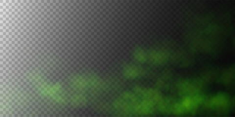 Obraz premium Abstract green fog, cloud and steam, vector effect, transparent PNG
