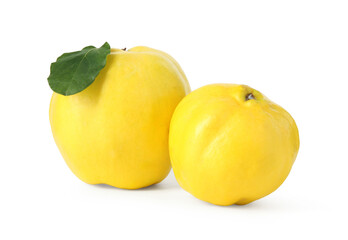Fresh ripe quince fruits isolated on white