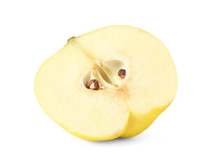 Half of ripe quince fruit isolated on white