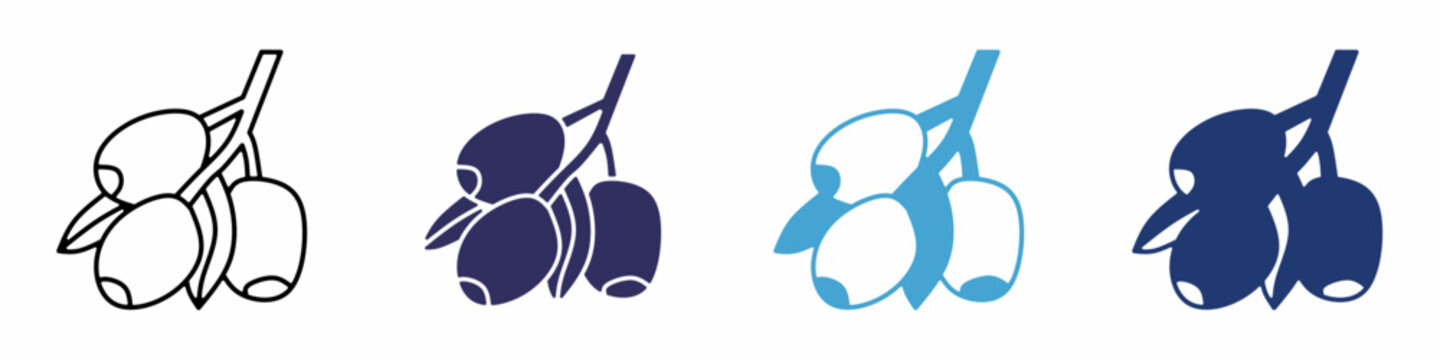 A collection of zaitun icons in. Stock vector.