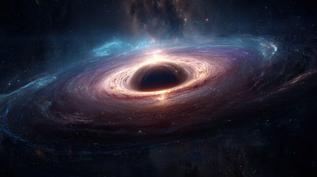 Black Hole In Spiral Galaxy With Stars